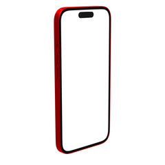 Red Mobile phone mockup with transparent background