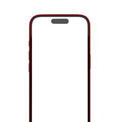 Red Mobile phone mockup with transparent background
