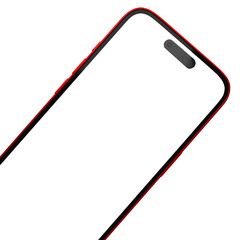 Red Mobile phone mockup with transparent background