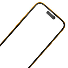 Yellow Mobile phone mockup with transparent background