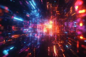 Obraz premium A futuristic concept with abstract technology and lighting creating a unique digital experience