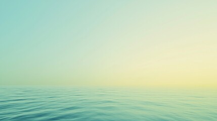 Obraz premium The serene surface of a body of water is blending with a soft, pastel-colored sky, creating a tranquil and minimalist seascape