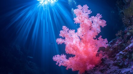 Majestic Underwater Volcano Teeming with Vibrant Marine Life in Deep Sea Abyss