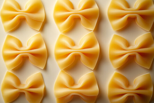 smooth bows pasta pattern on white background