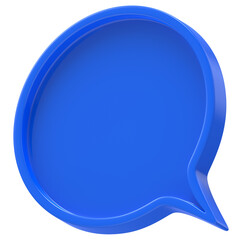 3d shape chat social media notification blue empty circle icon isolated transparent background 3D rendering