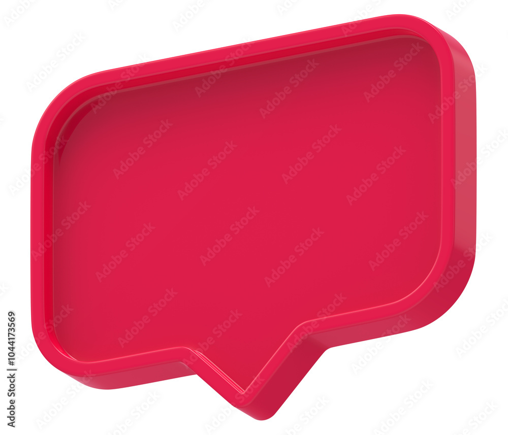 Poster 3d shape chat social media notification red empty rectangle icon isolated transparent background 3D rendering