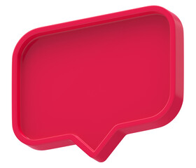 3d shape chat social media notification red empty rectangle icon isolated transparent background 3D rendering