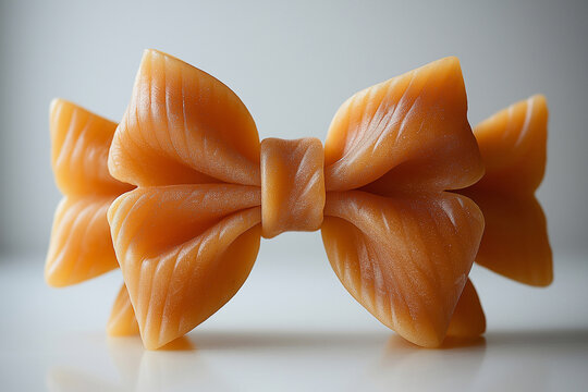 pasta with a bow closeup on a white background