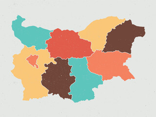 Obraz premium bulgaria color vintage icon map. Vintage bulgaria map with regions isolated on white background. Europe