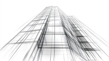 Fototapeta premium A linear perspective drawing showcasing architectural lines leading towards a vanishing point, emphasizing depth and structure.