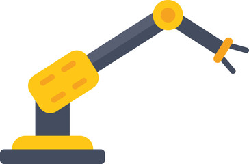 Yellow robotic arm picking up an object, industrial automation icon