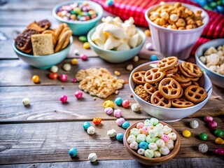 Delicious Snack Background for Product Photography Featuring Various Treats and Textures
