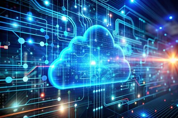 Digital Cloud Computing and Cyber Security Concept with Data Protection Network Background for Future Technologies