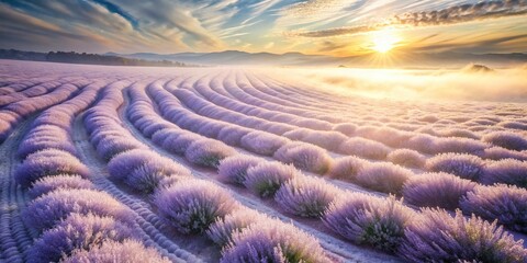 Fototapeta premium Dreamy Lavender Waves at Dawn – High Dynamic Range Photography