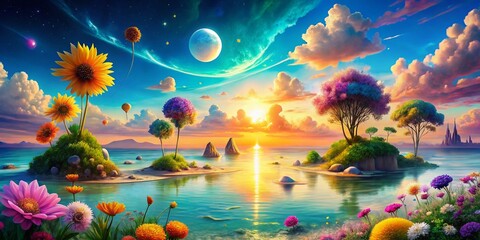 Dreamy Summer Landscape with Surreal Elements for Free Desktop Wallpapers