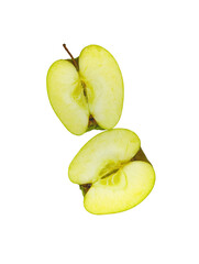 green apple half apple on white background
