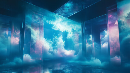 Naklejka premium visualisation of luminiferous aether. the scientific theory that aimed to explain the ability of the apparently wave-based light to propagate through empty space 