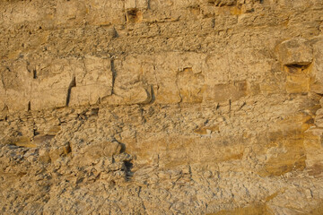 The limestone soil layer has abstract shapes, patterns and textures. The surface of the land is limestone. For graphic design or scientific research.Natural pattern and texture background. Copy space.