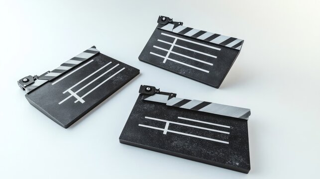 Three Clapper Boards on a Light Backdrop for Filming Generative AI