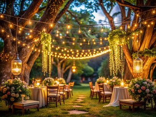 Enchanting Outdoor String Lights for Romantic Wedding Night Decor