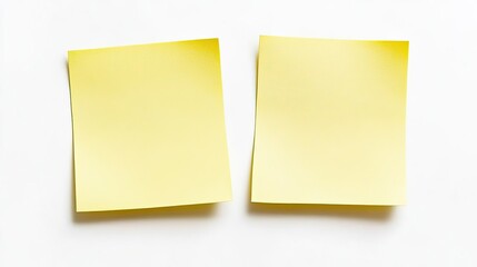 Two Blank Yellow Sticky Notes on a White Background Arranged Neatly Generative AI