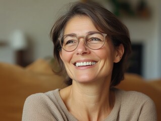 Smiling Woman in Glasses