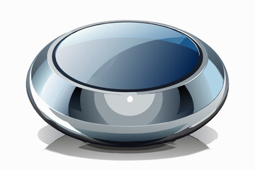 Metallic glass object with reflections isolated on white background