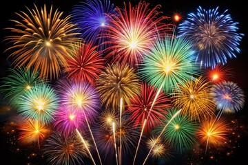 Fototapeta premium Festive Colorful Fireworks Display for New Year and Christmas Celebrations