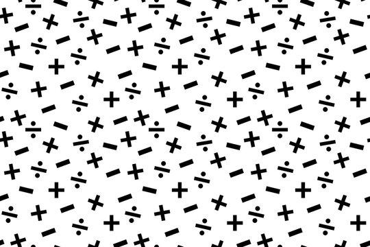 mathematics sign background  seamless calculation signs background design positive negative sign education theme background black and white study background