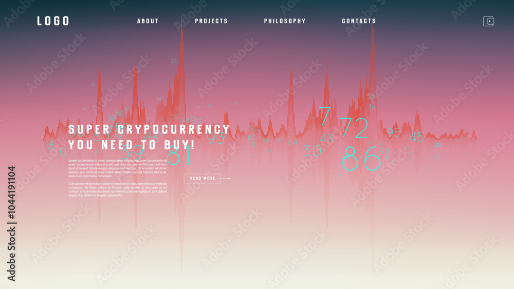 Poster landing page abstract design with big data. template for website or app.