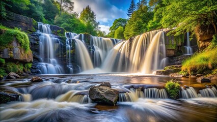 Obraz premium Scenic view of waterfall flowing into river