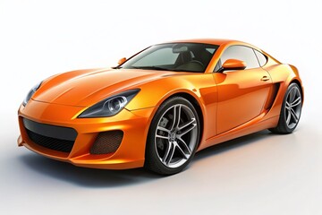 Front View Aerial Photography of an Orange Sports Car Isolated on White Background for Automotive Design and