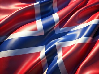 Fototapeta premium Hammerfest Municipality Flag of Norway - Realistic Satin Texture in 3D Illustration for Visual Impact