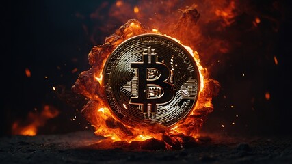 Bitcoin Fire Explosion Silhouette Photography