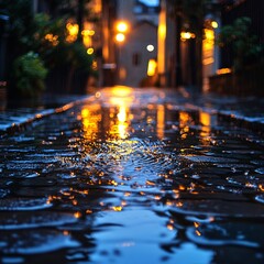 Wet cobblestone
