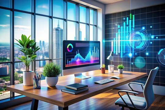 "Futuristic Office: Computer Interface with Virtual Social Connectivity"