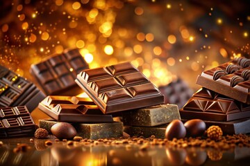 Long Exposure Collage of Chocolate Bars with Rich Textures and Vibrant Colors for Sweet Treats Photography