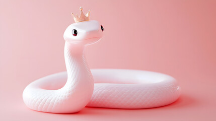 Fototapeta premium Little white snake with a crown