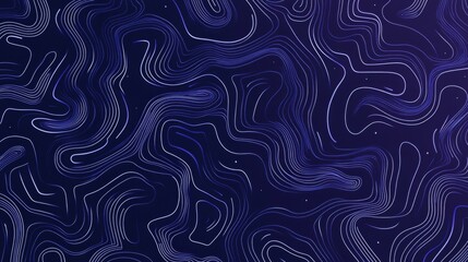 Fototapeta premium Minimalistic Blue and White Contour Pattern on Dark Purple Background