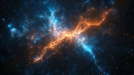 Naklejka premium Bright nebula glowing in deep space with scattered stars picture