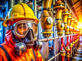 Macro Photography of Atex Explosive Atmosphere Zone with Safety Equipment and Hazard Signs