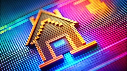 Macro Shot of House Symbol with Cursor, Ideal for Real Estate and Digital Marketing Projects