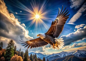 Obraz premium Majestic Eagle in Flight: Capturing Nature's Power and Beauty in Documentary Photography
