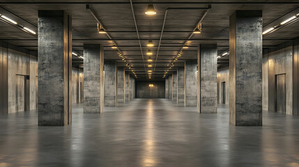 Empty underground garage