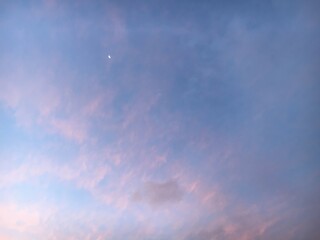 sky, clouds and moon