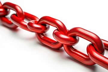 "Red Metal Chain Link - Close-up with Ample Copy Space"