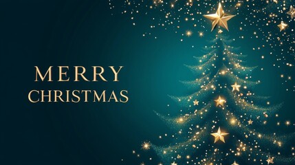  Elegant christmas Card Design with Abstract Christmas Tree with text merry Christmas