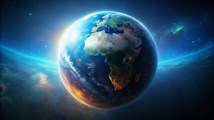 Fototapeta premium Minimalist Earth in Space - A Serene View of Our Planet Against the Vastness of the Universe