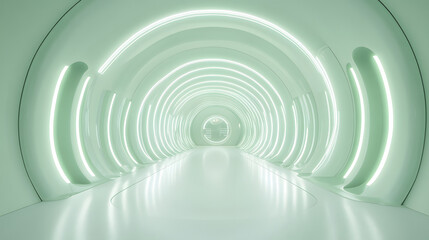 Obraz premium Green sci-fi futuristic passage