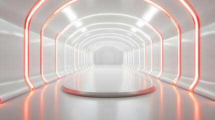 Obraz premium 红白未来科技走廊